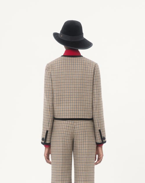 Valentino - Short Houndstooth Jacket - Beige - Woman - Jackets And Blazers