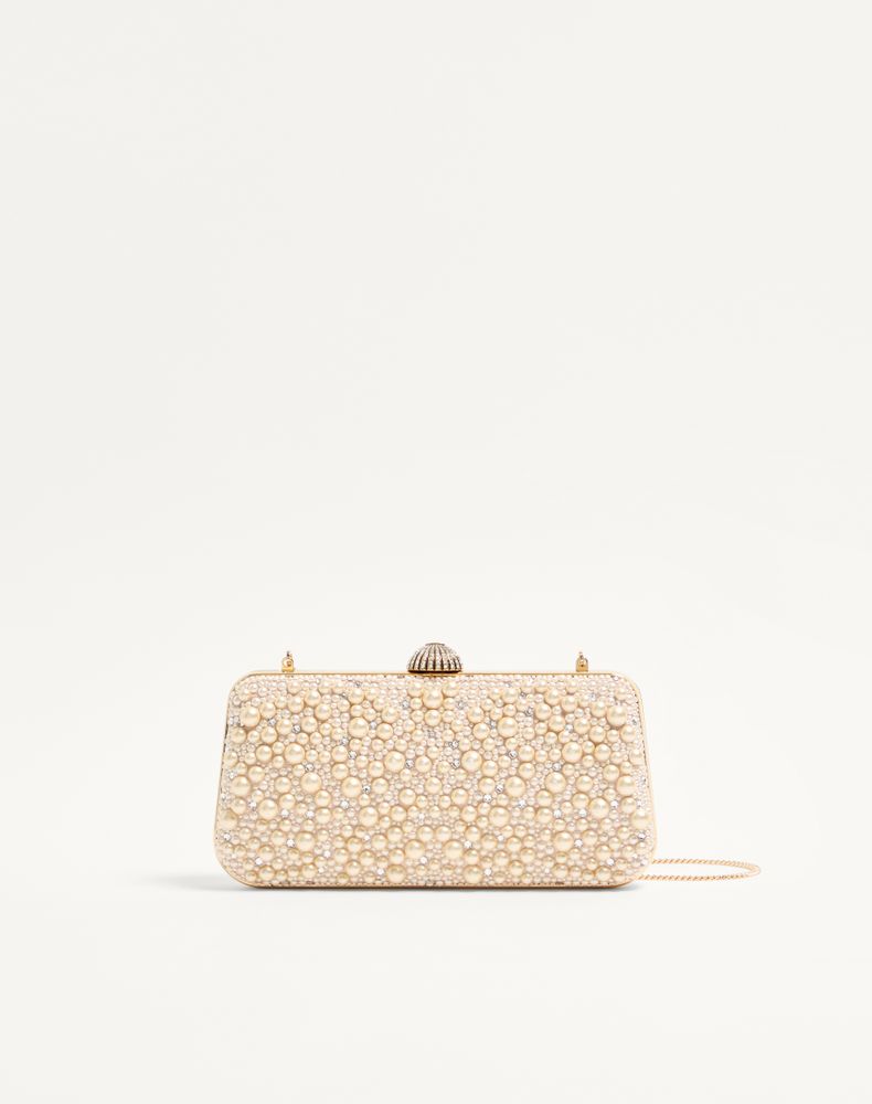 Valentino Garavani Women's Crystal/Cream Carry Secrets Minaudiere With Pearls And Rhinestones Woman Uni