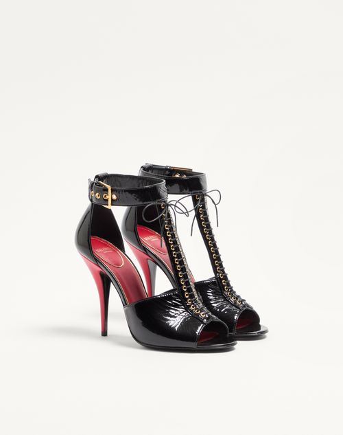 Valentino Garavani - Bustier Sandal In Naplak 105mm - Black/red - Woman - Sandals