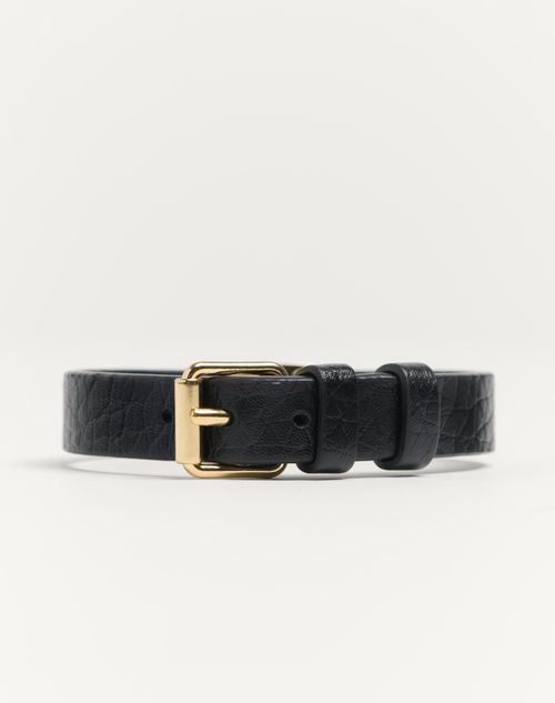 Valentino Garavani - Bracelet Vlogo Signature En Cuir De Veau Grainé - Noir - Homme - Bijoux Et Montres
