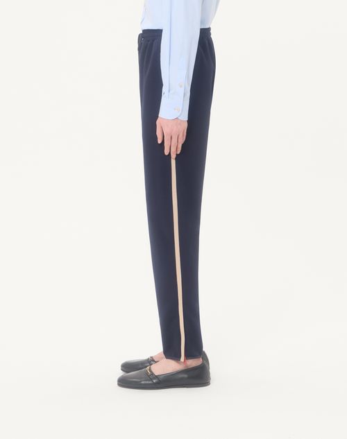 Valentino - Valentino Jogginghose Aus Acetat Mit Vlogo Signature-stickerei - Marineblau/beige - Mann - Hosen Und Shorts