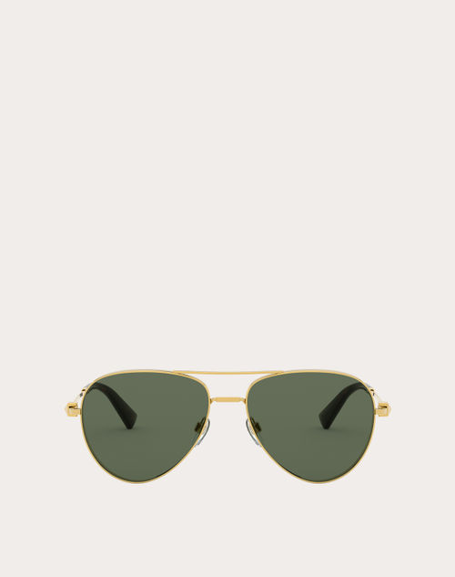 Valentino - メタル パイロット サングラス スタッズ付き - ゴールド/グリーン - ユニセックス - アイウェア