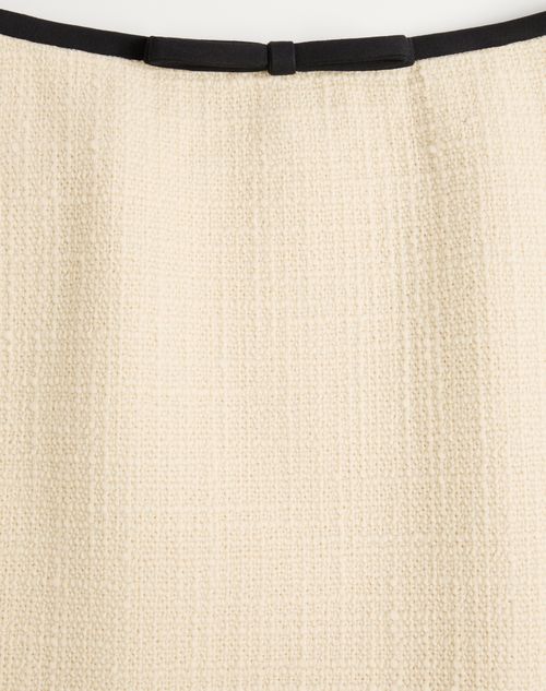 Valentino - Plain Wool Tweed Skirt - Almond/black - Woman - Skirts