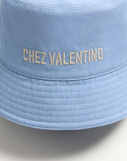 Valentino Garavani - Chez Valentino Denim Bucket Hat With Embroidery - Azure - Man - Hats And Gloves