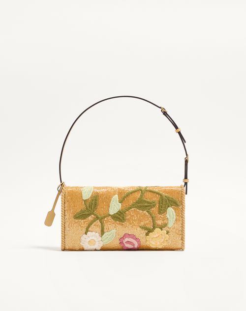 Valentino Garavani - Valentino Garavani Devain Small Embroidered Shoulder Bag - Gold/multicolor - Woman - Shoulder Bags