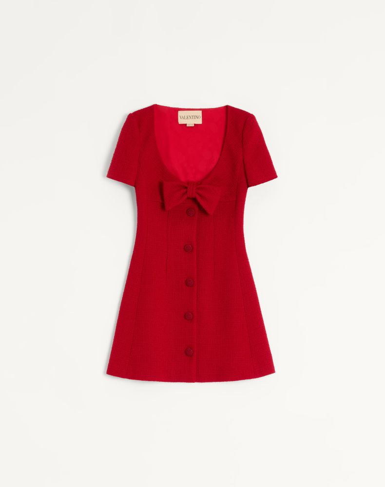 Valentino Women's Paris Short Dress In Plain Wool Tweed Woman 50