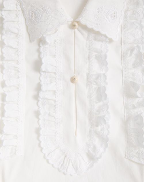 Valentino - Short Embroidered Cotton And Linen Dress - White - Woman - Dresses