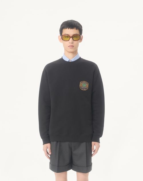 Valentino - ヴァレンティノ Valentinoパッチ コットン クルーネック スウェットシャツ - ブラック - メンズ - Tシャツ & スウェット