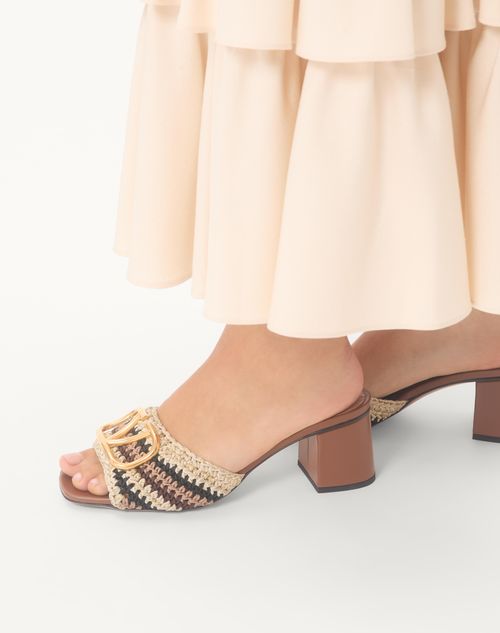 Valentino Garavani - Vlogo Signature Slide Sandal With Crochet Embroidery 60mm - Multicolour - Woman - Sandals