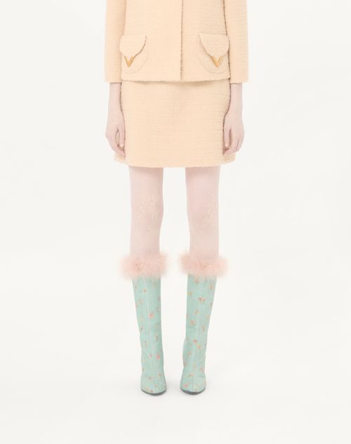 Valentino - Curly Wool Short Skirt - Birch - Woman - Skirts