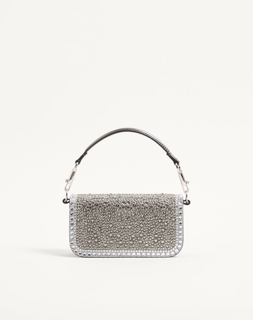 Valentino Garavani - Valentino Garavani Locò Small Shoulder Bag With Rhinestone Appliqué - Crystal - Woman - Shoulder Bags