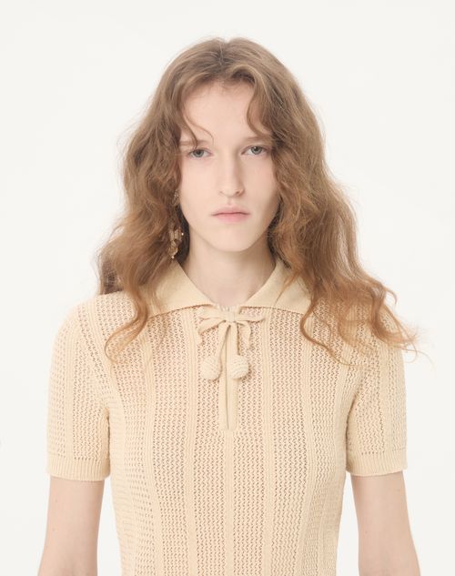 Valentino - Embroidered Cotton Knit Polo - Ivory - Woman - Knitwear