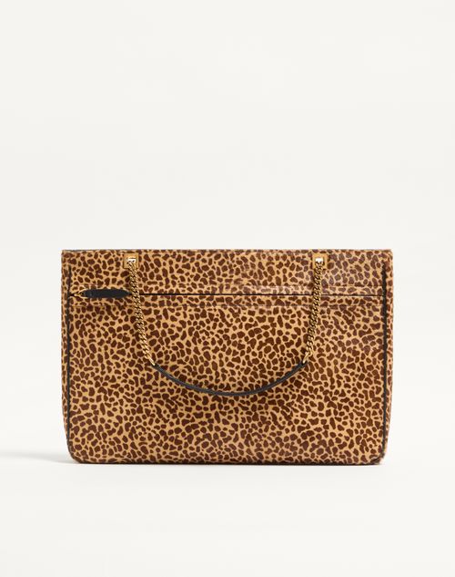 Valentino Garavani - Valentino Garavani Viva Superstar Medium Shopping Bag In Calfskin With Pony Effect - Animal Print - Woman - Totes