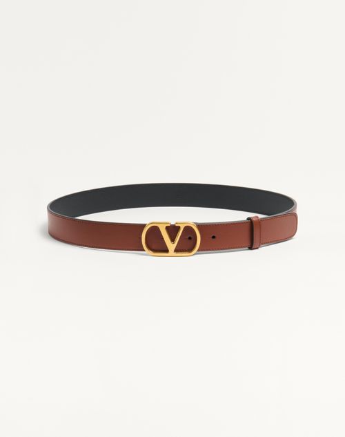 Valentino Vlogo Signature Leather Belt In Deep Caramel