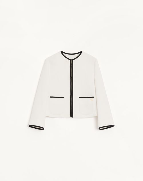 Valentino - Canestrello Cotton Tweed Jacket - Latte/black - Woman - Jackets And Blazers