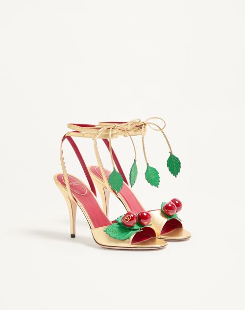 Valentino Garavani - Cherryfic Sandal In Laminated Nappa Leather And Kidskin 100mm - Antique Brass/multicolor - Woman - Sandals
