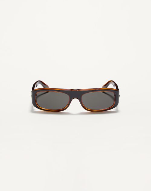 Valentino - Sleek Rectangular 90's Acetate Eyewear - Black/beige - Unisex - Eyewear