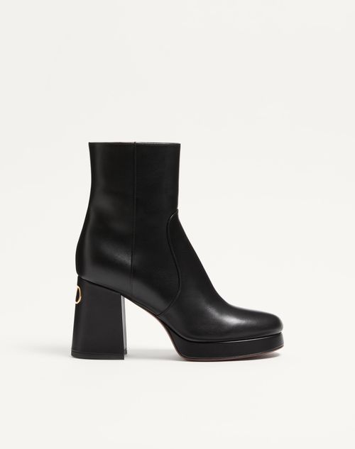 Valentino Garavani Fawcette Platform Ankle Boot In Calfskin 90mm Woman Black 41.5
