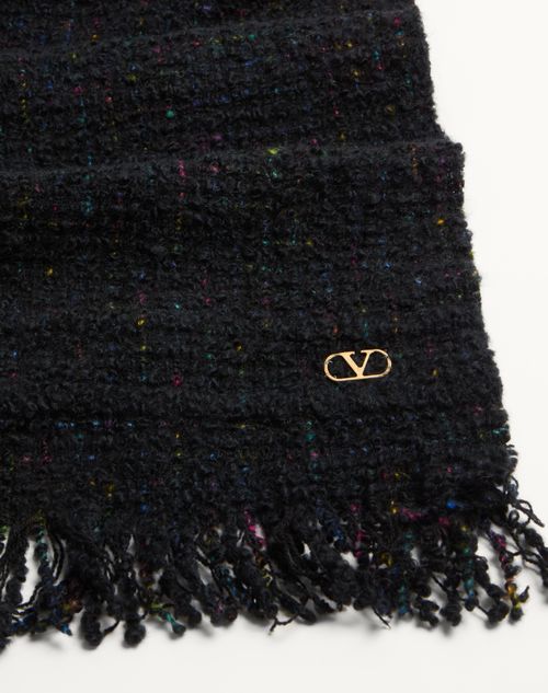 Valentino Garavani - Vlogo Signature Wool And Cashmere Scarf - Black/gold - Woman - Soft Accessories