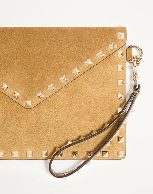 Valentino Garavani - Pochette Rockstud En Daim - Havana Beige - Femme - Pochettes