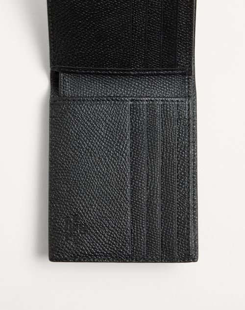 Valentino Garavani - Vlogo Signature Grainy Calfskin Wallet - Black - Man - Wallets And Small Leather Goods