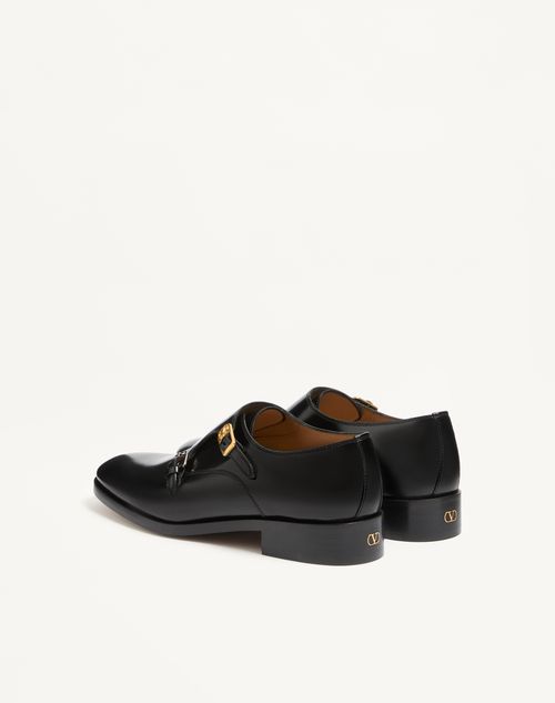 Valentino Garavani - Pas Des Dieux Double Monk Strap Shoes In Calfskin - Black - Man - Lace-ups