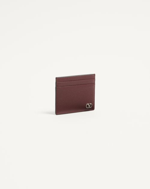 Valentino Garavani - Valentino Garavani Vlogo Signature Cardholder In Grainy Calfskin - Rosewood - Man - Wallets And Small Leather Goods