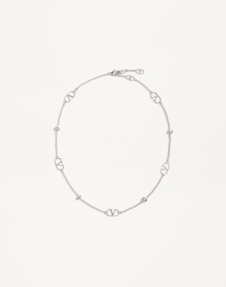 Valentino Garavani Women's Palladium/Crystal Vlogo Signature Metal And Necklace Woman Uni