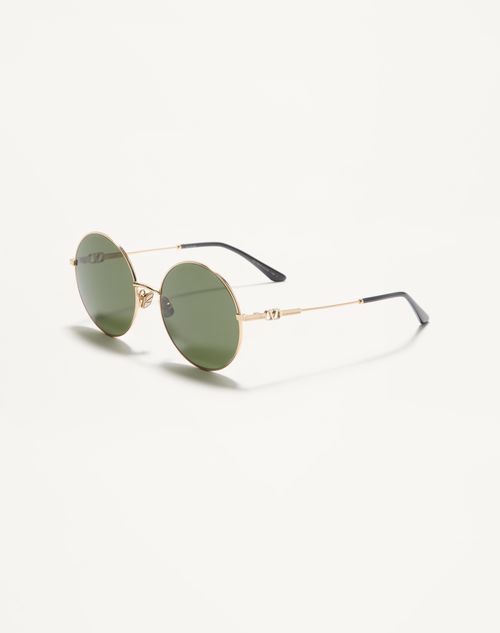 Valentino - Round Oversized Metal Frame - Light Gold/black/dark Green - Unisex - Eyewear
