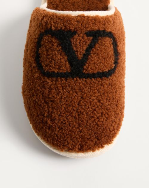 Valentino Garavani - Ta Chambre Wool Slide - Tobacco - Man - Sandals