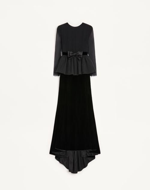 Valentino - Long Dress In Sablé Velvet - Black - Woman - Gowns