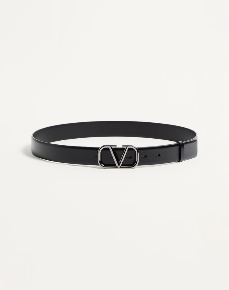 Valentino Garavani Men's Black Vlogo Signature Calfskin Belt 30 Mm Man 085