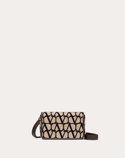 Valentino Garavani Toile Iconographe Shoulder Strap Pouch With Leather Details In Brown