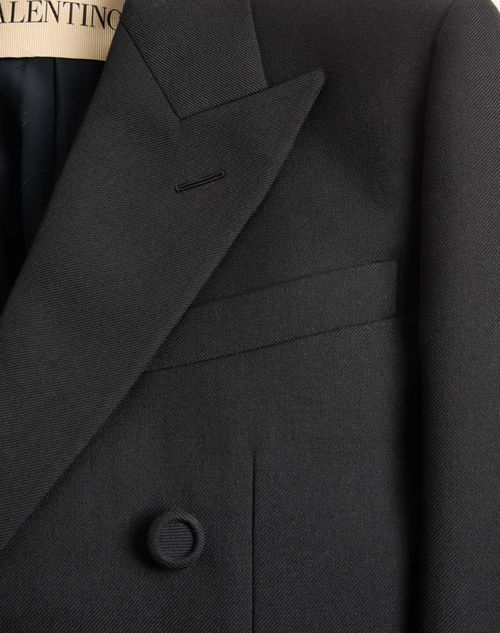 Valentino - Valentino Double-breasted Wool Gabardine Jacket - Black - Man - Coats And Blazers