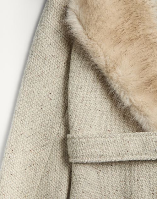 Valentino - Coat In Textured Wool - Light Camel/latte - Woman - Coats And Outerwear