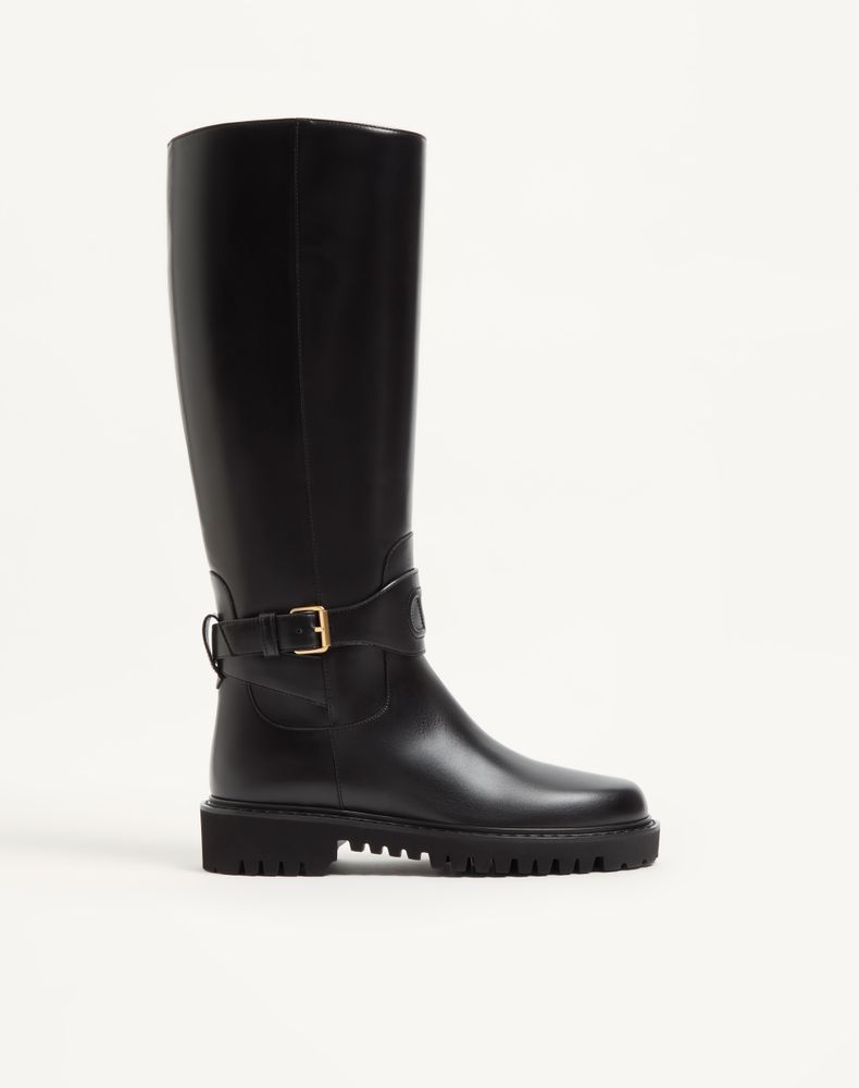 Valentino Garavani Women's Black Vlogo Signature Calfskin Boot 40Mm Woman 42