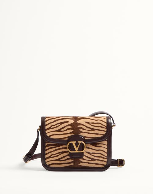 Shop Valentino Garavani Garavani 9to5 Shoulder Bag In Animalier Pony- Effect Calfskin Woman Brown Uni