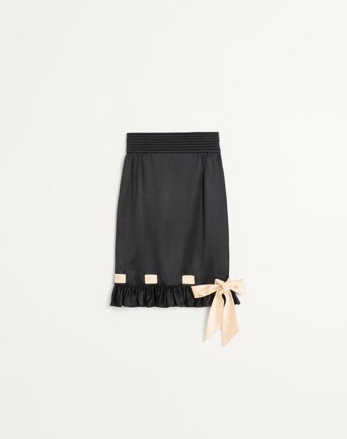 Valentino Frilled-trim Duchess-satin Skirt In Black