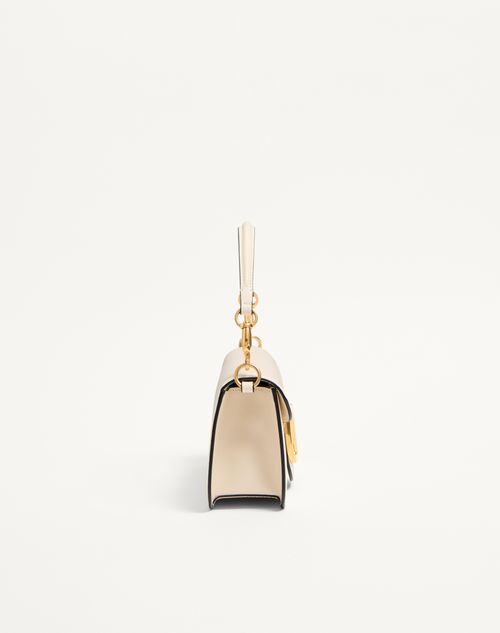 Valentino Garavani - Valentino Garavani Locò Calfskin Shoulder Bag - Light Ivory - Woman - Shoulder Bags