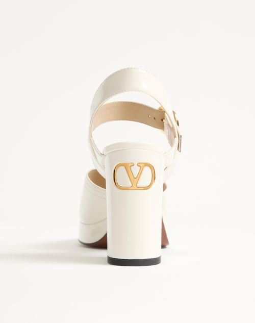 Valentino Garavani - Fawcette Platform Sandal In Polished Calfskin 100mm - Ivory - Woman - Sandals