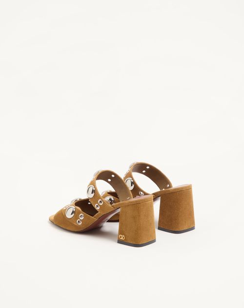 Valentino Garavani - Nellcôte Slide Sandal In Split Leather 75mm - Havana Beige - Woman - Sandals