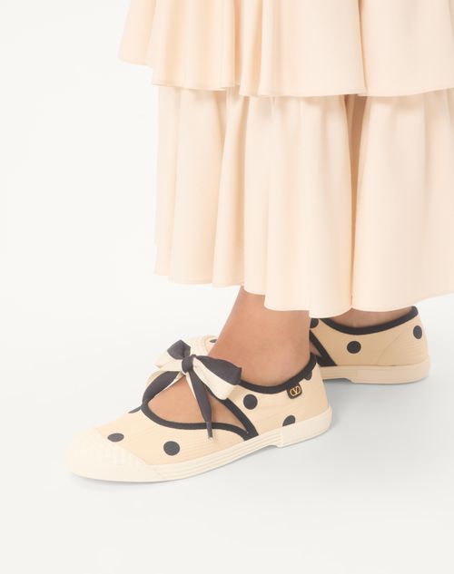 Valentino Garavani - Bay By Bay Ballerina Sneakers In Moiré Plus De Pois Fabric - Butter/black - Woman - Sneakers