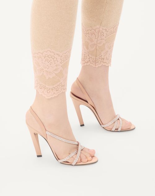 Valentino Garavani - Dans Le Foyer Satin Sandal With Crystals 105mm - Nude - Woman - Sandals