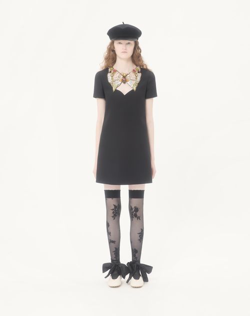 Valentino - Embroidered Crepe Couture Short Dress - Black/multicolor - Woman - Dresses