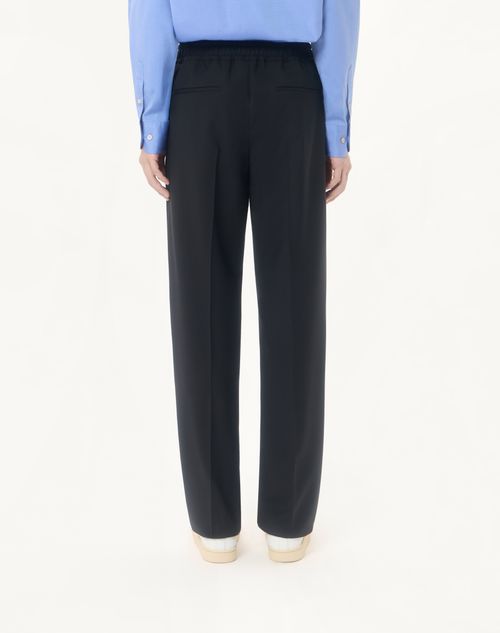Valentino - Valentino Wool Trousers With Vlogo Embroidery - Black - Man - Trousers And Shorts