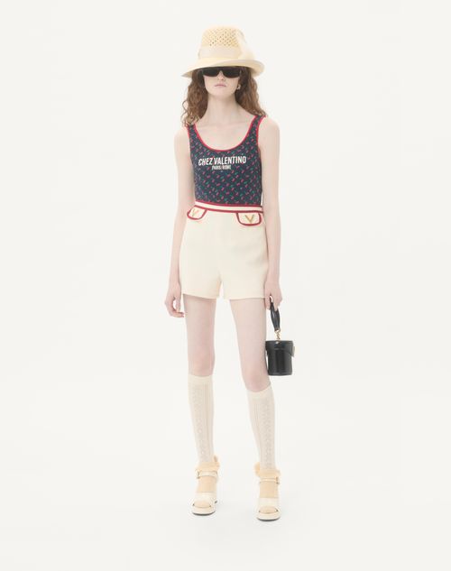 Valentino - Lycra Swimsuit With Cherryfic Print - Navy/cherry Red - Woman - Beachwear