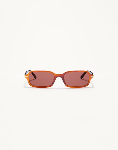 Valentino - Rectangular Acetate Eyewear - Ivory/black/brown - Unisex - Eyewear