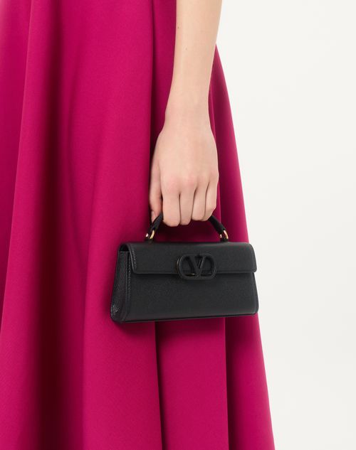Valentino Garavani - Valentino Garavani Vsling Mini Handbag In Grainy Calfskin - Black - Woman - Top Handle Bags