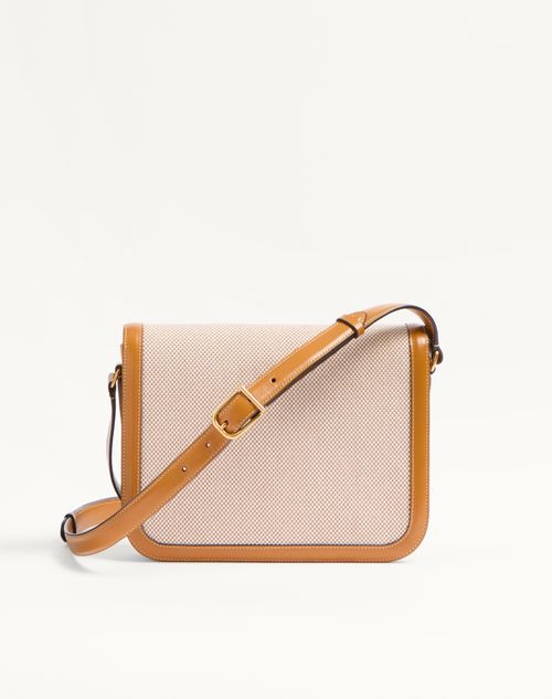 Valentino Garavani - Valentino Garavani 9to5 Canvas Shoulder Bag - Natural/golden Cuir - Man - Shoulder Bags