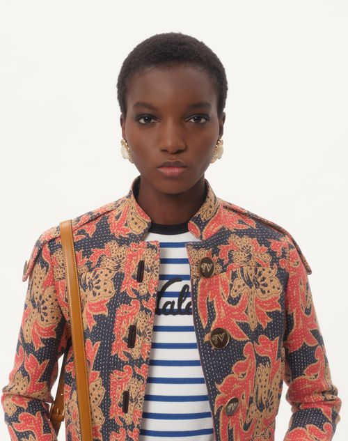 Valentino - Striped Jersey Cotton T-shirt - Ivory/blue - Woman - T-shirts And Sweatshirts